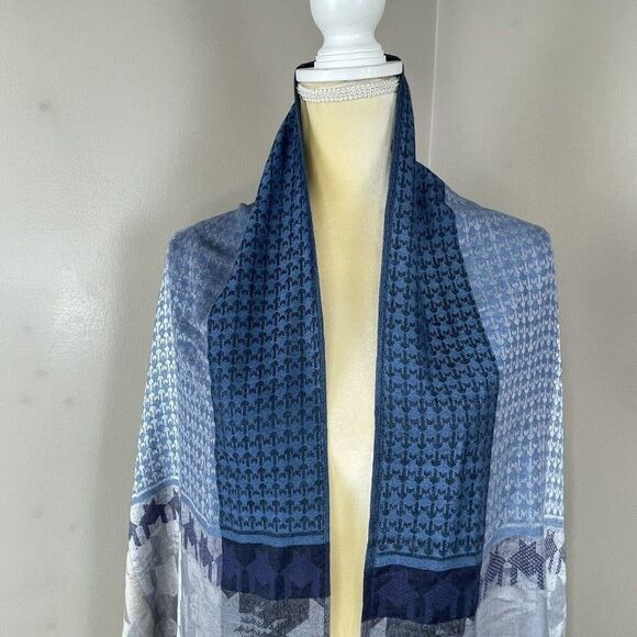 Unisex Multicolored Plaid Acrylic Fringe Scarf  33” x 28” Cotton/Viscose - Picture 8 of 15